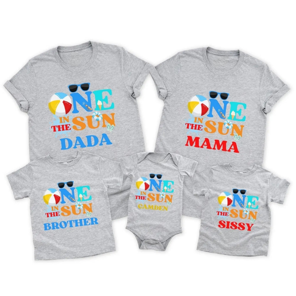 Custom One In The Sun Matching Family T Shirt For First Birthday, Custom Matching First Birthday Family Shirts ET0244
