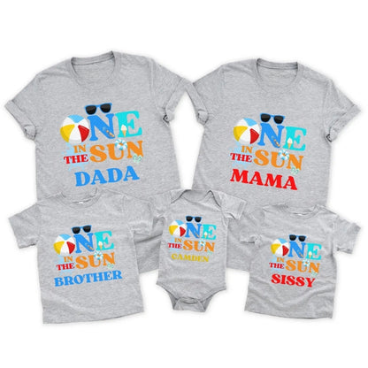 Custom One In The Sun Matching Family T Shirt For First Birthday, Custom Matching First Birthday Family Shirts ET0244