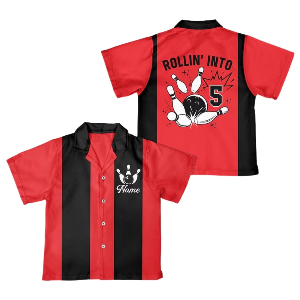 Rollin' Into Custom Retro Hawaiian Bowling Shirt for Men, Custom Retro Bowling Team Shirts BE0124