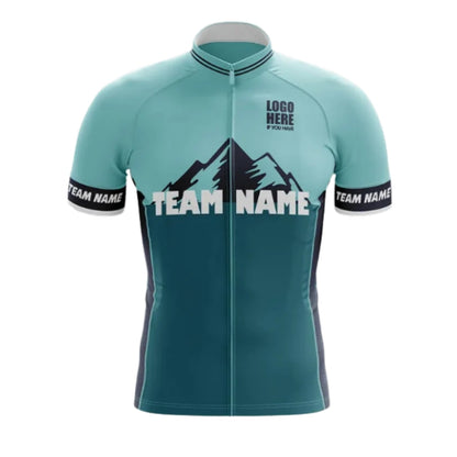 Men's Custom Teal Cycling Short Sleeve Jersey For Team, Custom Logo Cycling Jerseys CE0040