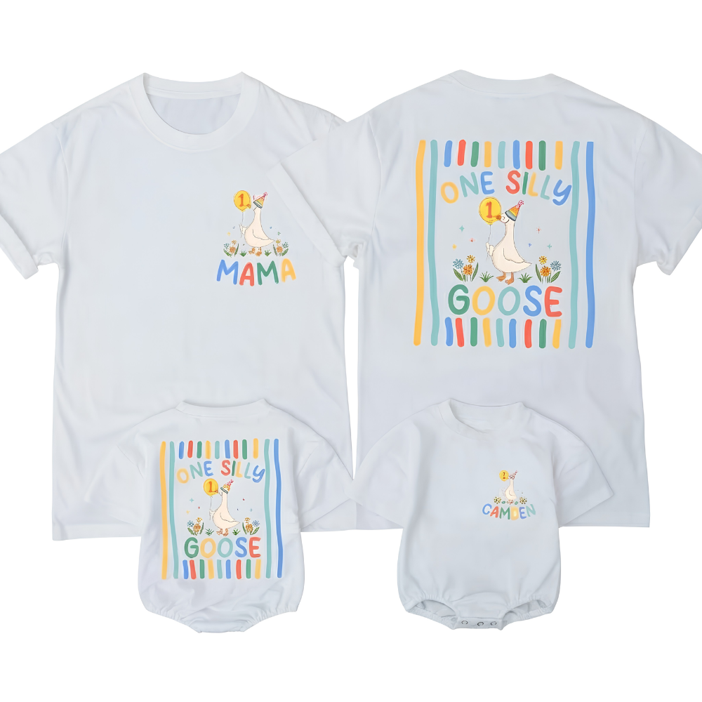 One Silly Goose Personalized 1st Birthday Matching Family T Shirt, Custom Goose First Birthday Family Shirts ET1530