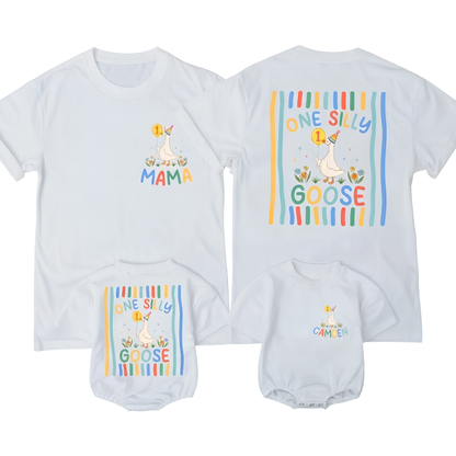One Silly Goose Personalized 1st Birthday Matching Family T Shirt, Custom Goose First Birthday Family Shirts ET1530