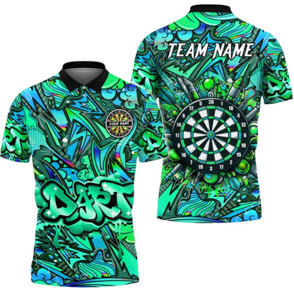 Custom Graffiti Darts Men's Polo Shirt, Custom Graffiti Dart Team Shirts DZ0073