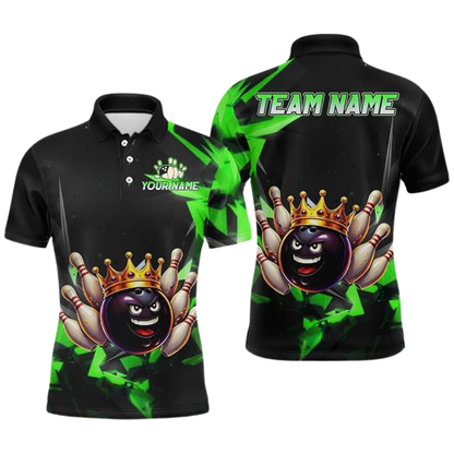 King Ball Custom Team Black Purple Bowling Polo Shirt For Men, Custom Bowling Shirts BZ0543