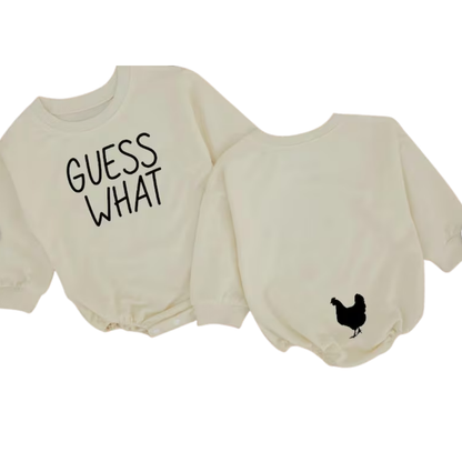 Guess What Chicken Butt Baby Romper Sweatshirt, Funny Baby Romper Sweater BB0236