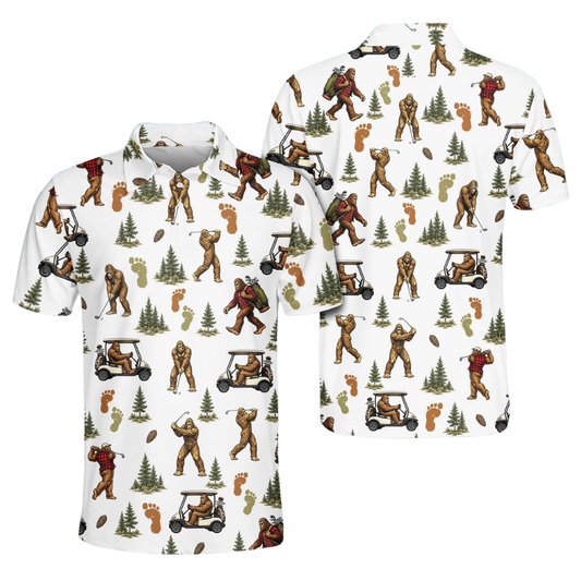 Tropical Bigfoot Golf Polo Shirt For Men, Sasquatch Bigfoot Golf Shirts GE0474