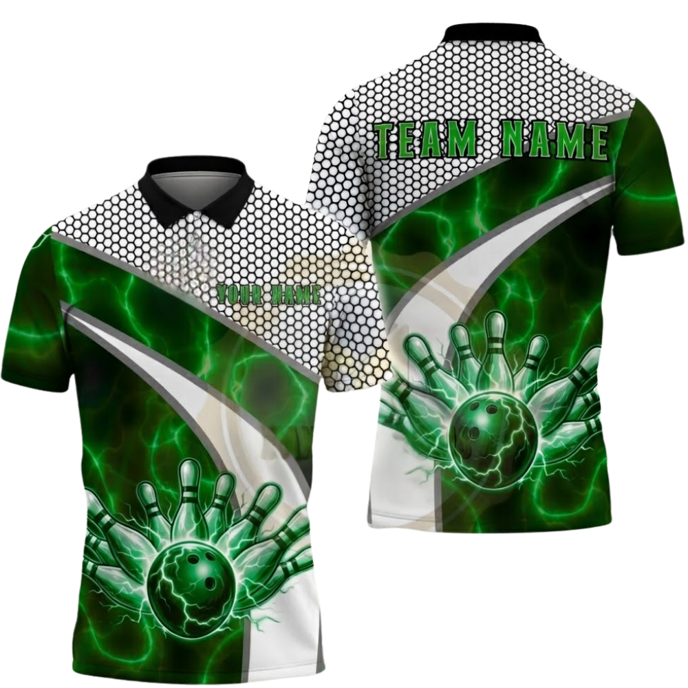 Custom Purple Thunder Lightning Bowling Polo Shirt For Men, Custom Bowling Team Shirts BZ0559