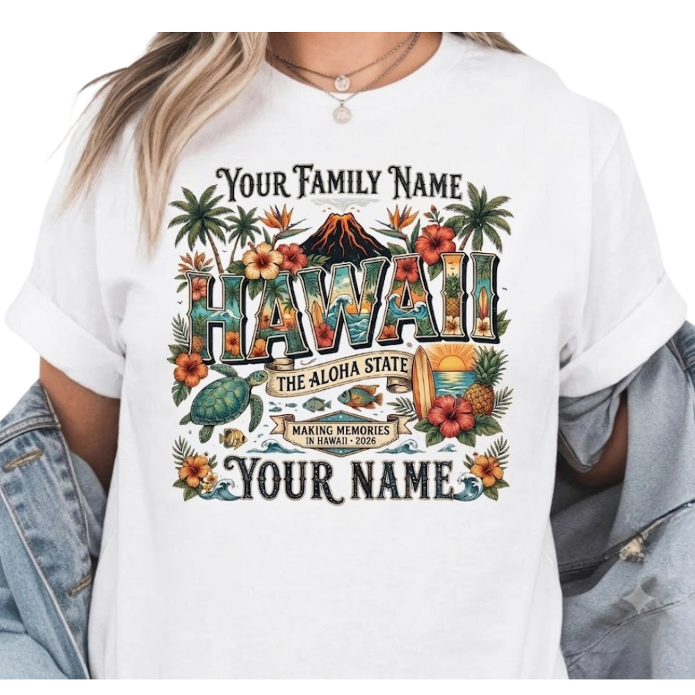 Personalized Hawaiian Aloha Trip Family Matching T Shirts, Custom Hawaii Vacation Family Shirts ET1320