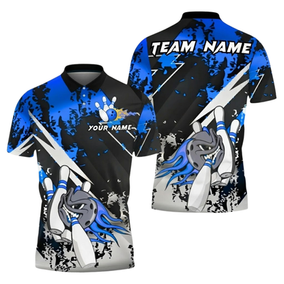 Angry Ball Custom Mens Red And Black Bowling Team Polo Shirt, Custom Bowling Shirt BZ0687