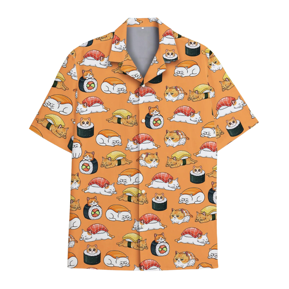 Funny Cat Sushi Hawaiian Shirt Men Women, Cat Sushi Hawaiian Shirt HE0554