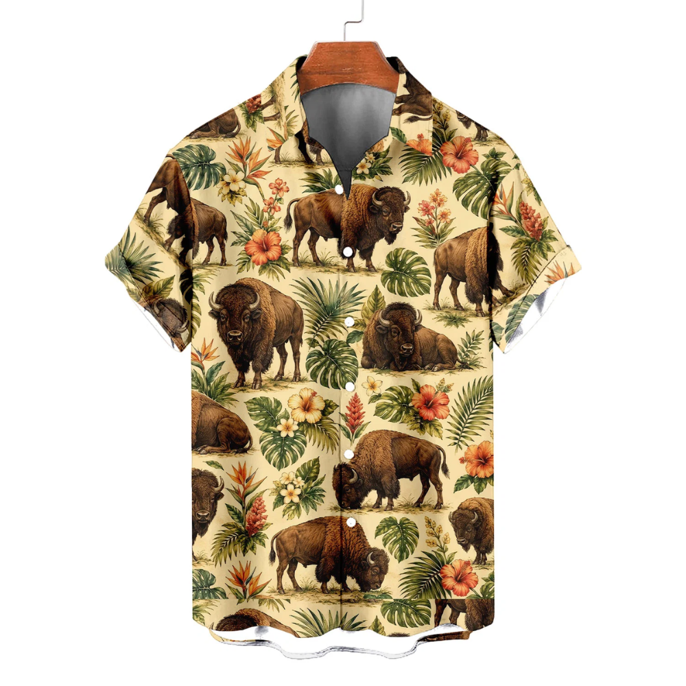 Bisson Floral Vintage Hawaiian Shirt For Men, Tropical Bisson Hawaiian Shirt HE0701
