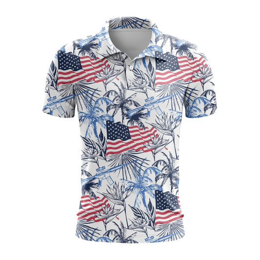 Usa Flag Ahola Golf Polo Shirts For Men, Patriotic Golf Shirt GZ0414