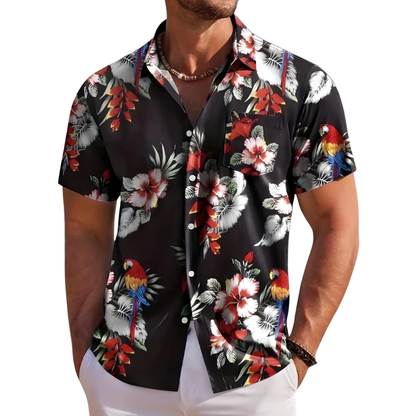 Green Tropcical Hawaiian Shirt For Men Women With Pocket, Tropical Hawaiian Shirt HE0388
