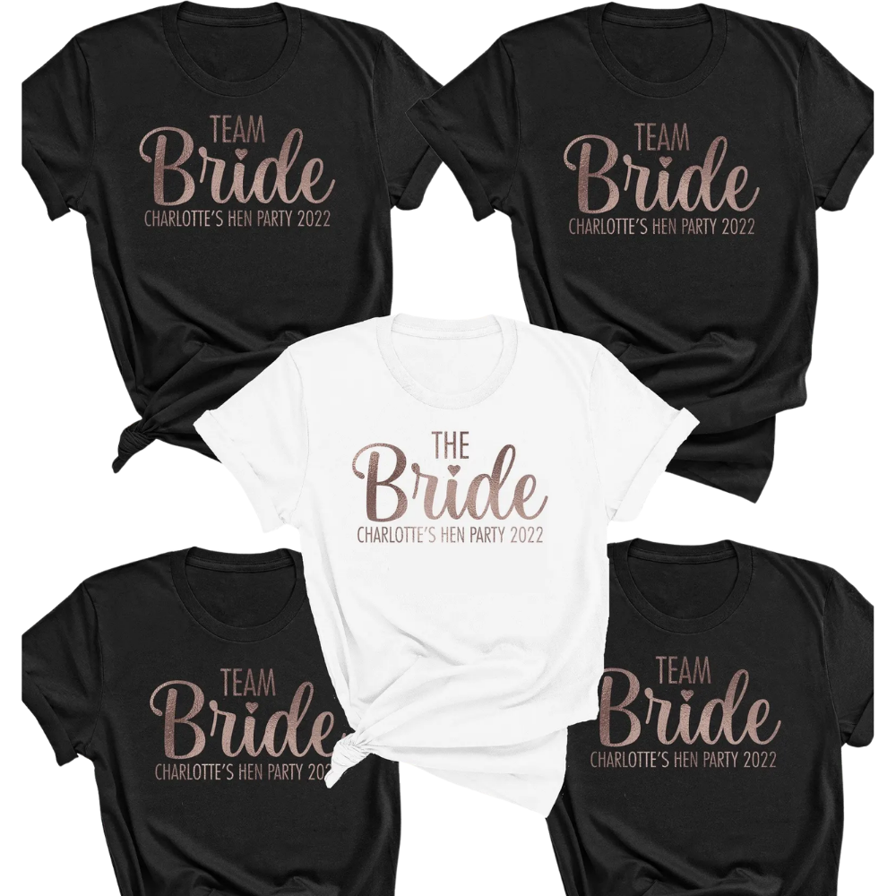 Team Bride The Bride Custom Bachelorette Matching T Shirts, Custom Hen Party Matching Shirts ET1026