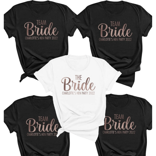Team Bride The Bride Custom Bachelorette Matching T Shirts, Custom Hen Party Matching Shirts ET1026