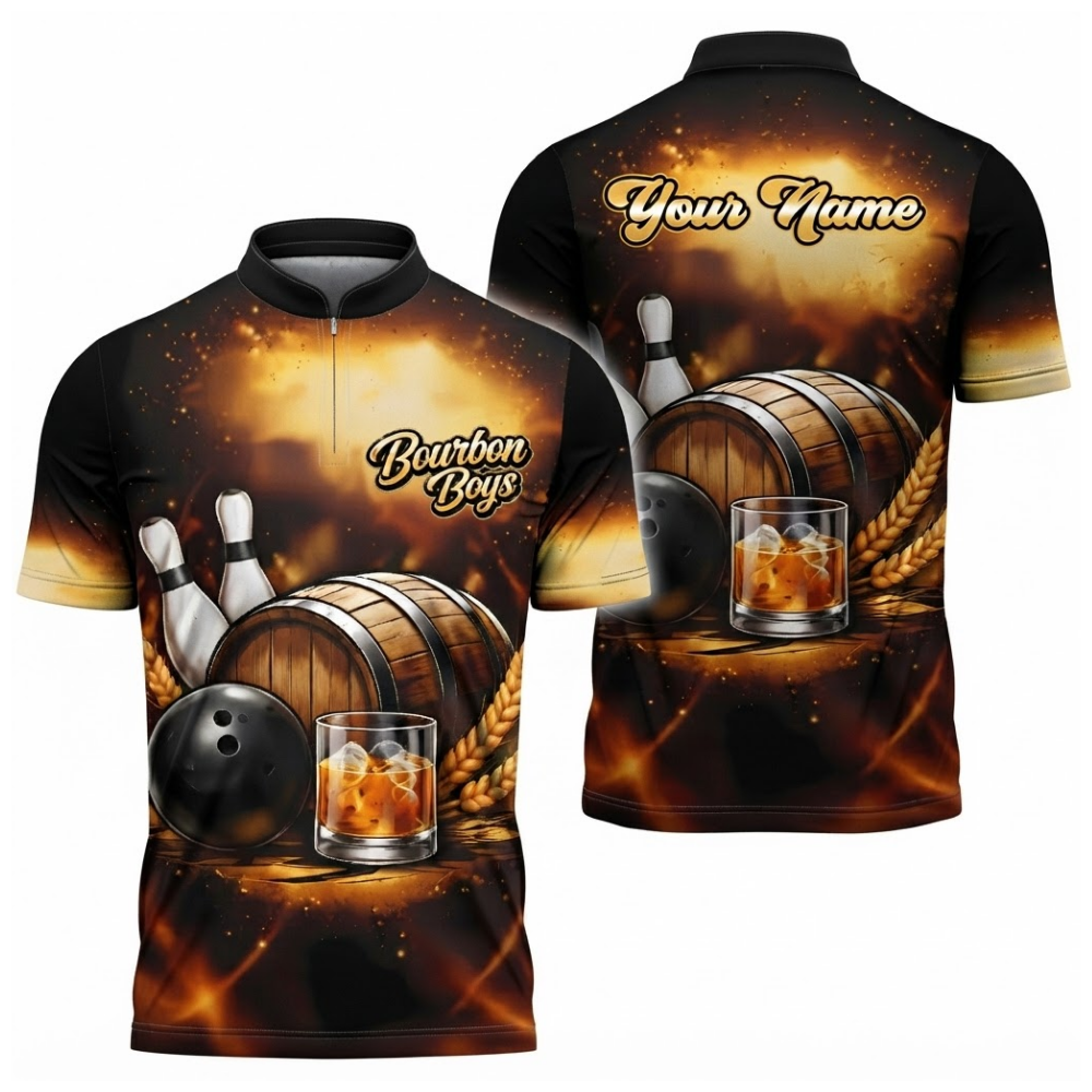 Bourbon Boy Custom Name Bowling Jersey For Men, Custom Bourbon Bowling Shirts BZ0514