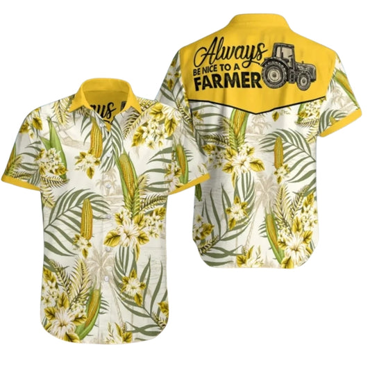 Always Be Nice To A Famer Corn Hawaiian Shirt For Men Women, Corn Famer Hawaiian Shirts HE0480