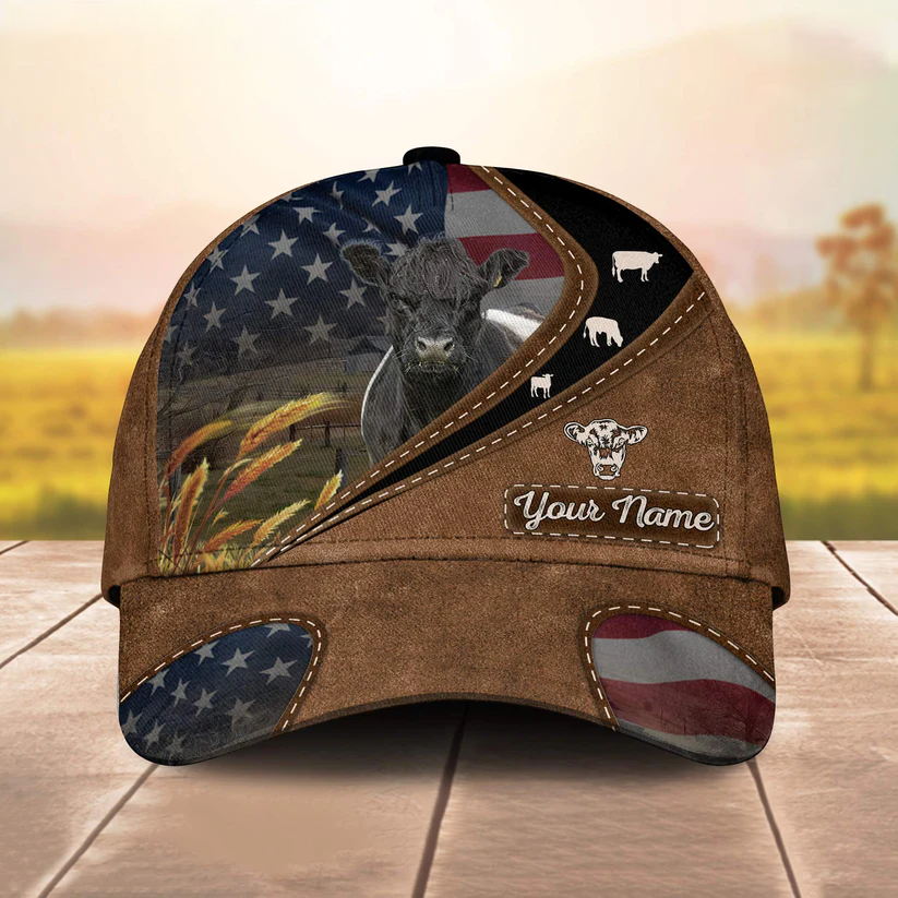 Belted Galloway Leather Pattern American Customized Name Cap CA0208