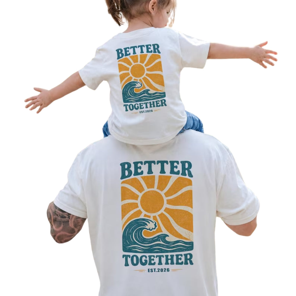 Better Together Retro Floral Matching Dad And Baby T Shirt, Custom Year Father Matching Shirts ET1002