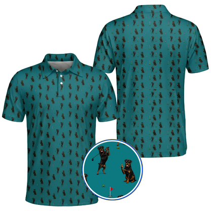 Rottweiler Dog Funny Golf Mens Polo Shirt, Rottweiler Golf Shirts GZ0378