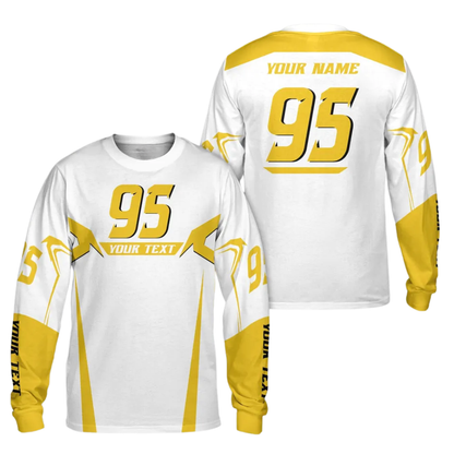 Custom Name & Number Dirt Bike Long Sleeve Men Jersey White Red, Custom Racing Dirt Bike Jerseys MZ0090