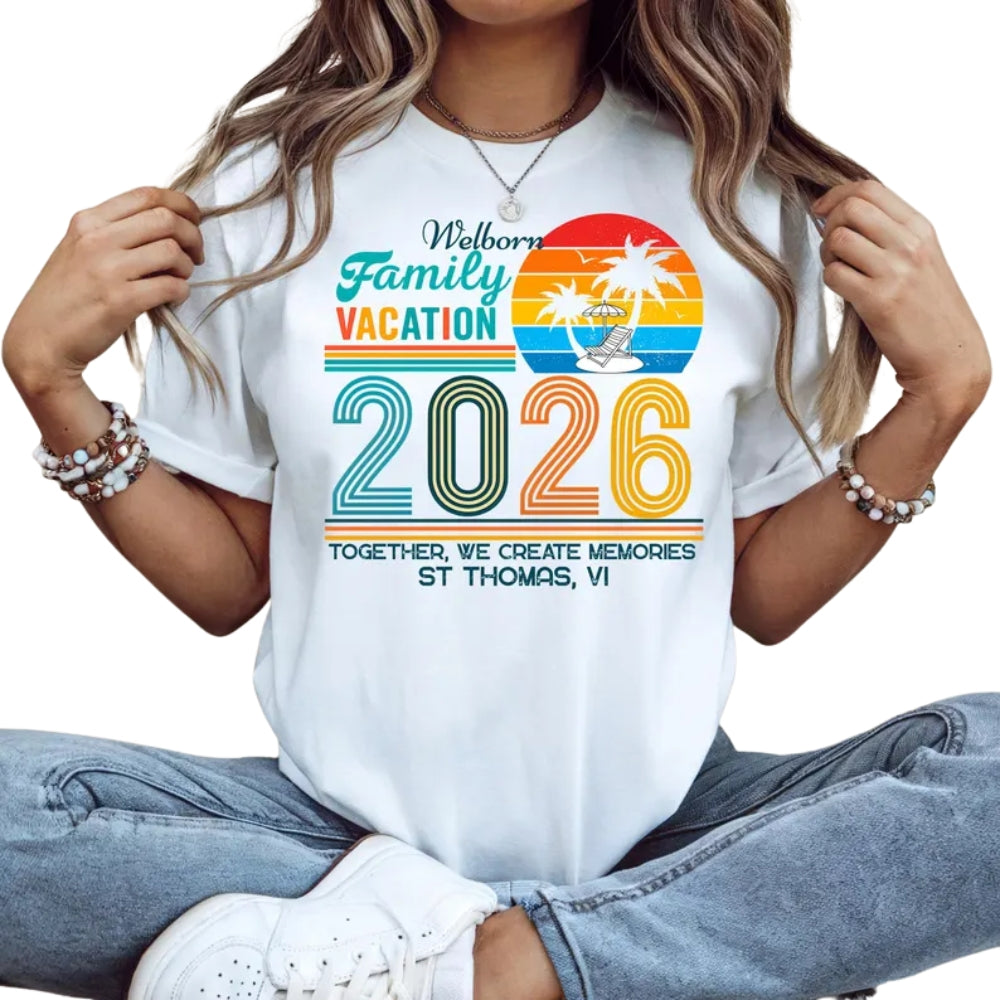 Custom Family Matching Beach Vacation 2026 T Shirts, Custom Family Vacation Shirts ET0056