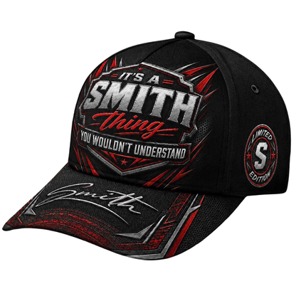 Custom It's A Name Thing You Wouldn't Understand Baseball Cap, Custom Funny Cap Red Black  CP0631
