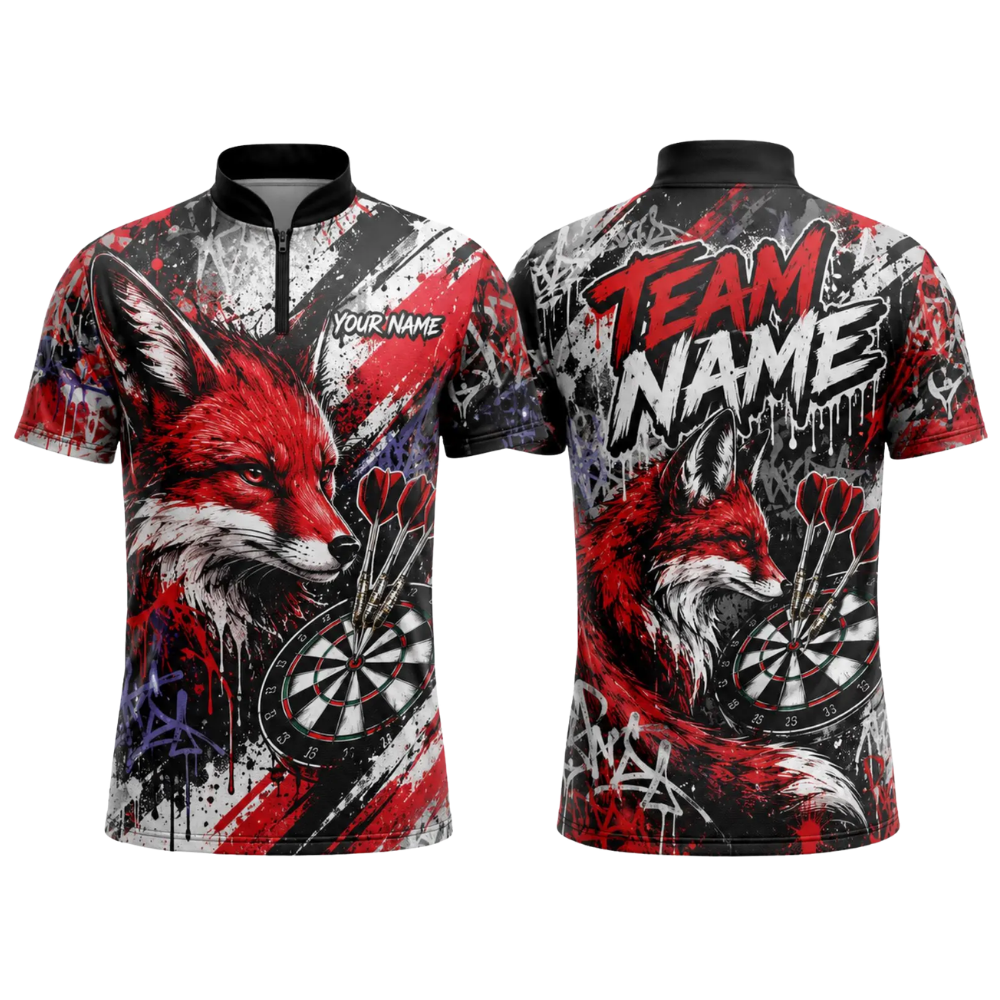 Custom Red Fox Darts Jersey For Men, Custom Fox Dart Team Shirts DE0105