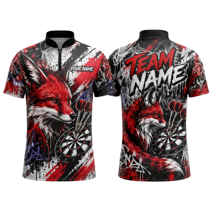 Custom Red Fox Darts Jersey For Men, Custom Fox Dart Team Shirts DE0105