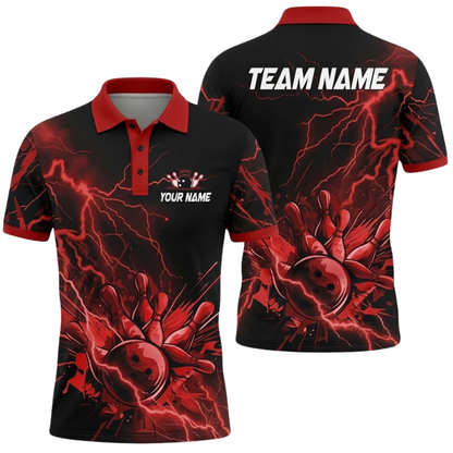 Custom Thunder Lightning Purple Bowling Mens Polo Shirt, Custom Thunder Bowling Team Shirt BZ0876