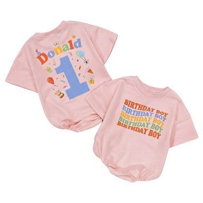Custom 1st Birthday Boy Baby Tshirt Romper, Custom First Birthday Baby Romper BB0032
