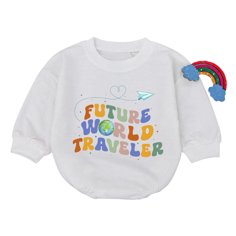 Future World Traveler Baby Romper Sweatshirt, Baby Travel Romper Sweatshirt BB0064