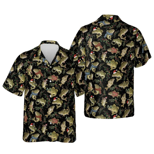Xmas Bass Fishing Hawaiian Shirt For Mens, Christmas Fishing Shirts ET0031