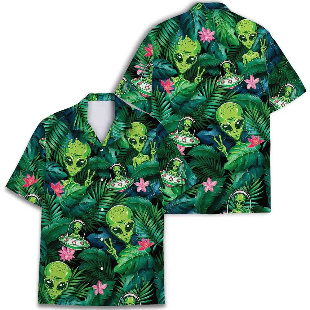 Funny Alien Tropical Hawaiian Shirt Men Women, Alien Space Hawaiian Shirt HE0723
