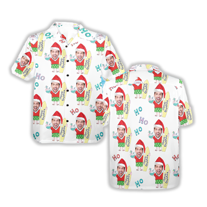 Custom Funny Face Beach Christmas Hawaiian Shirt, Custom Christmas Tropical Hawaiian Shirt HE0835