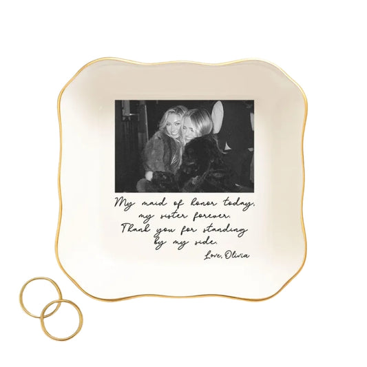 Custom Photo Maid of Honor Jewelry Dish for Sister, Personalized Sister Maid of Honor Jewelry Dish from Bride WD0039