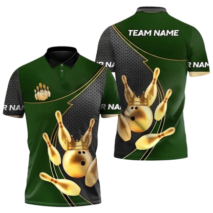 Custom Gold And Red Bowling Team Polo Shirt Mens, Custom Bowling Team Shirts BZ0937
