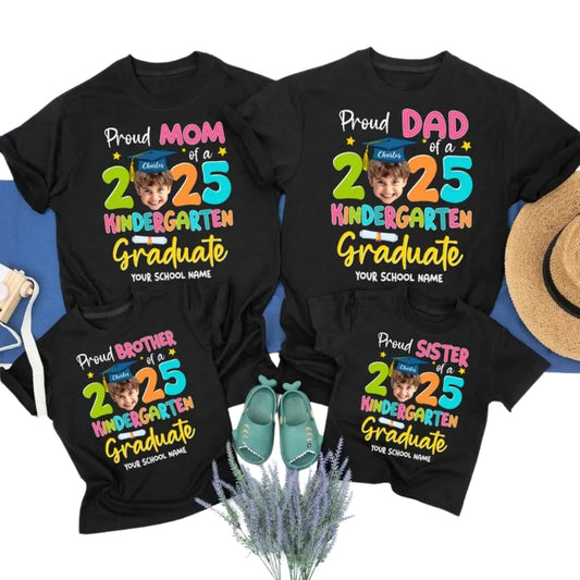 Custom Photo Kindergarten Graduate Matching Family T Shirts, Custom Kinder Grad Matching Shirts For Family ET0650