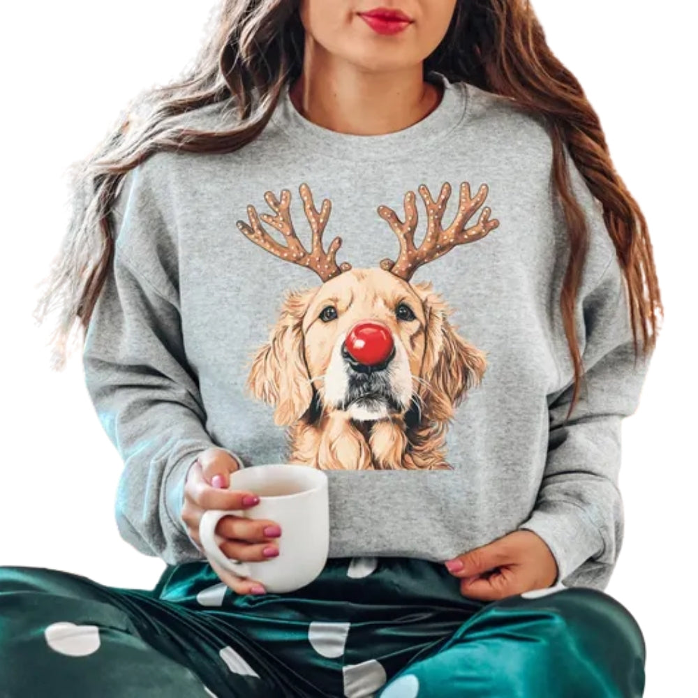 Golden Retriever Reindeer Christmas Sweatshirt, Dog Lover Sweatshirt 2D0806