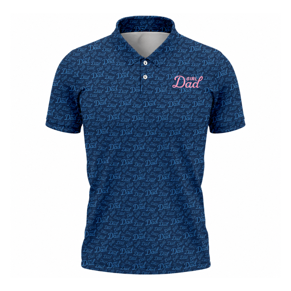 Men's Girl Dad Navy Golf Polo Shirts, Dad Daughter Golf Shirts For Father's Day GB0019