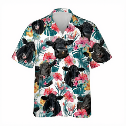 Cow Foral Hawaiian Shirt For Men Women, Tropical Cow Hawaiian Shirt HE0674