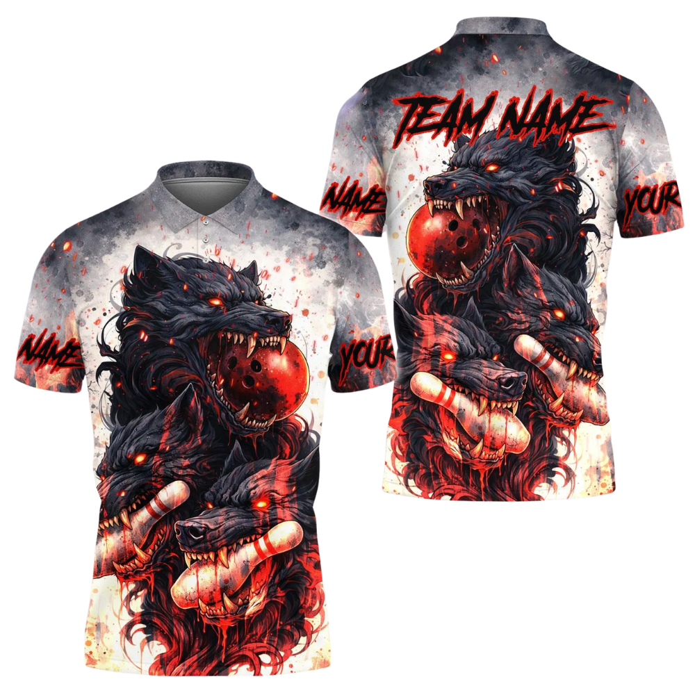Custom Wolf Bowing Polo Shirt For Men, Custom Wolf Team Bowling Shirts BE0195