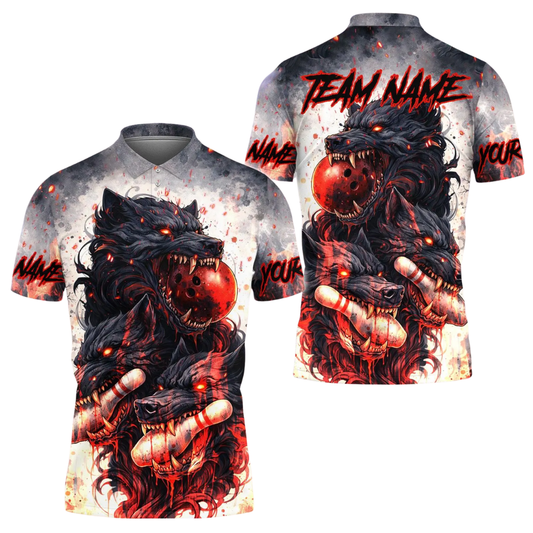 Custom Wolf Bowing Polo Shirt For Men, Custom Wolf Team Bowling Shirts BE0195