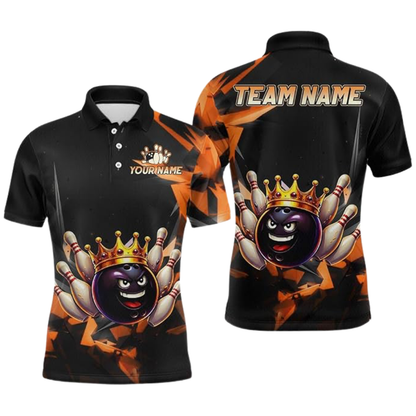 King Ball Custom Team Black Purple Bowling Polo Shirt For Men, Custom Bowling Shirts BZ0543