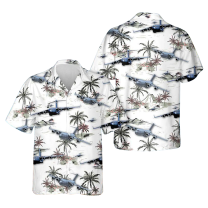 C-17 Airplane Men's Tropical Hawaiian Shirt, C-17 Globemaster III Hawaiian Shirts HE0261