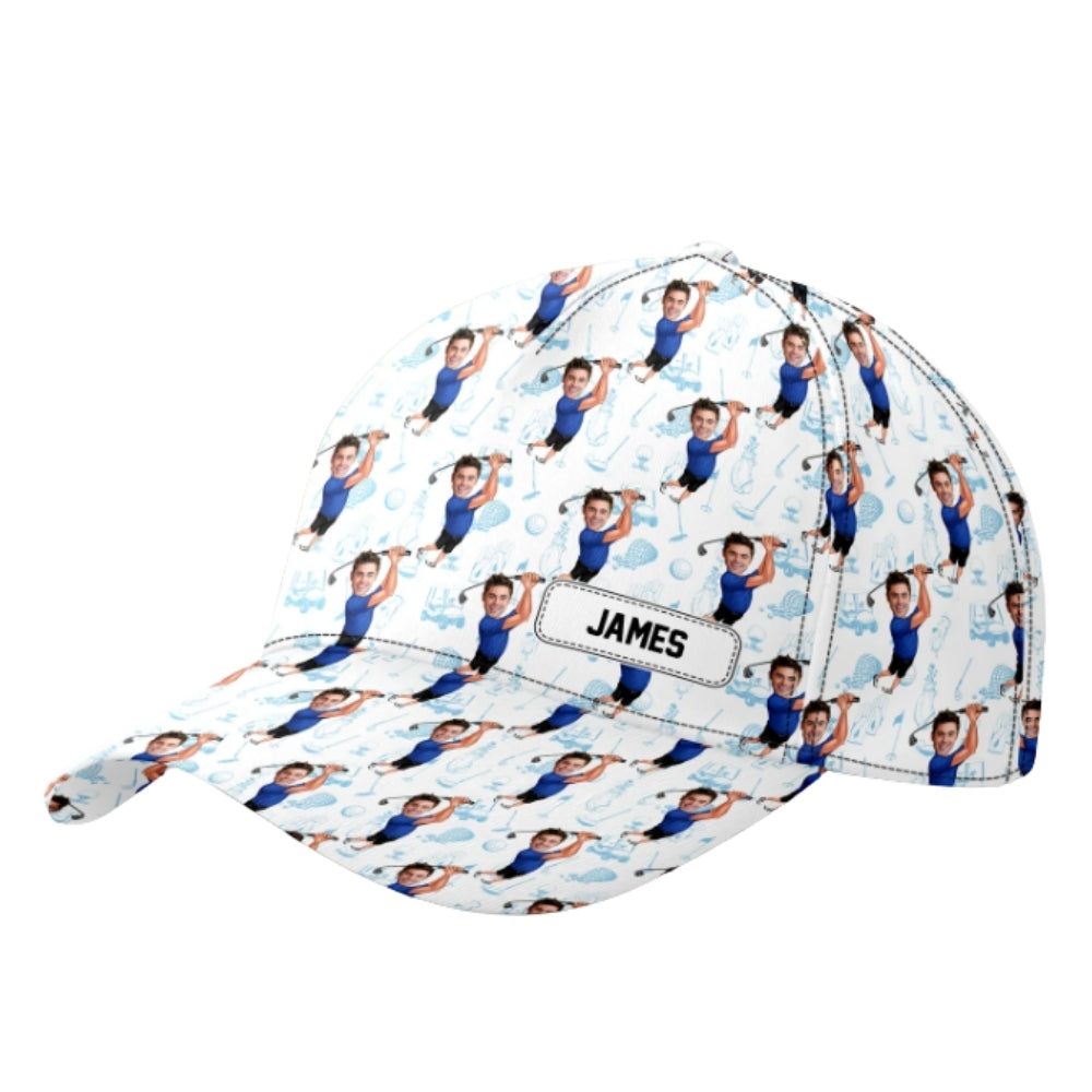 Custom Funny Face Golf Baseball Cap With Name, Custom Photo Golf Cap For Golfers CP0475
