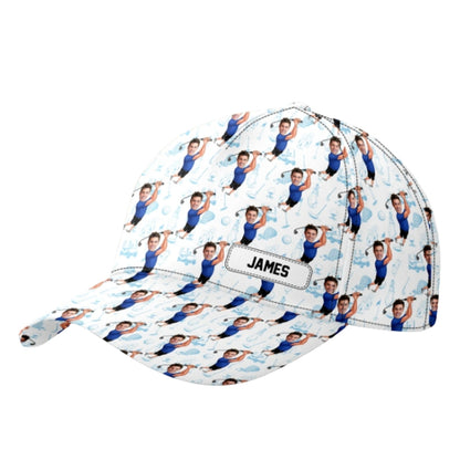 Custom Funny Face Golf Baseball Cap With Name, Custom Photo Golf Cap For Golfers CP0475