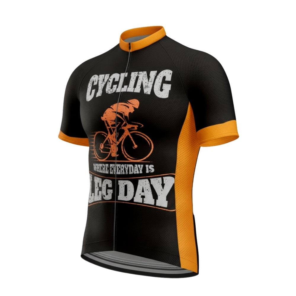 Cycling Where Everyday Is Leg Day Men's Short Sleeve Cycling Jersey, Funny Cycling Jersey For Mens CE0023