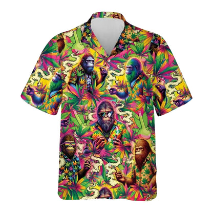 Bigfoot Smoking Tropical Hawaiian Shirt For Mens, Sasquatch Hawaiian Shirts HE0036