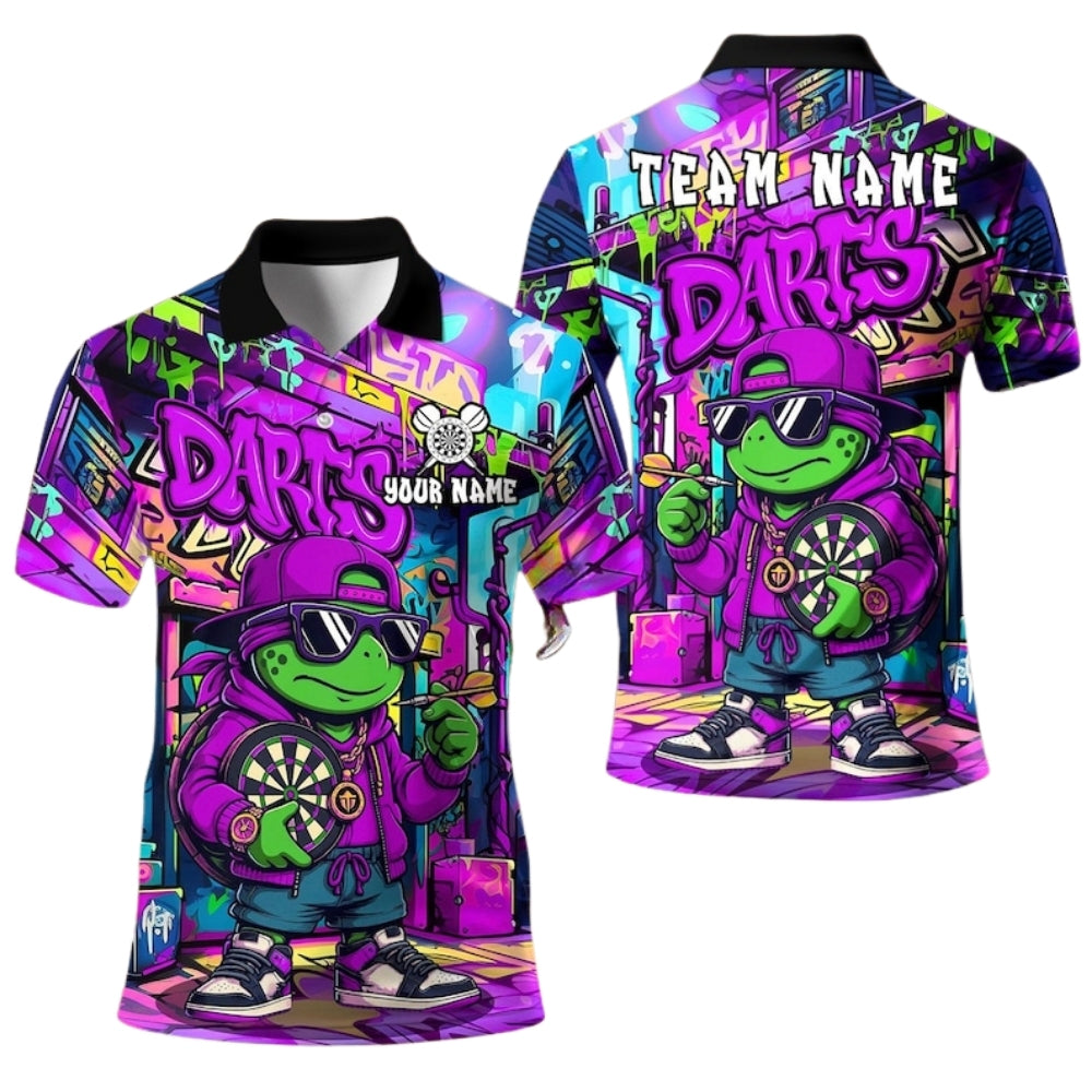 Custom Hiphop Turtle Graffiti Dart Polo Shirt Mens, Custom Graffiti Turtle Dart Team Shirts DE0028